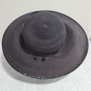 Navy blue vinatge  cartwheel hat with hat pins